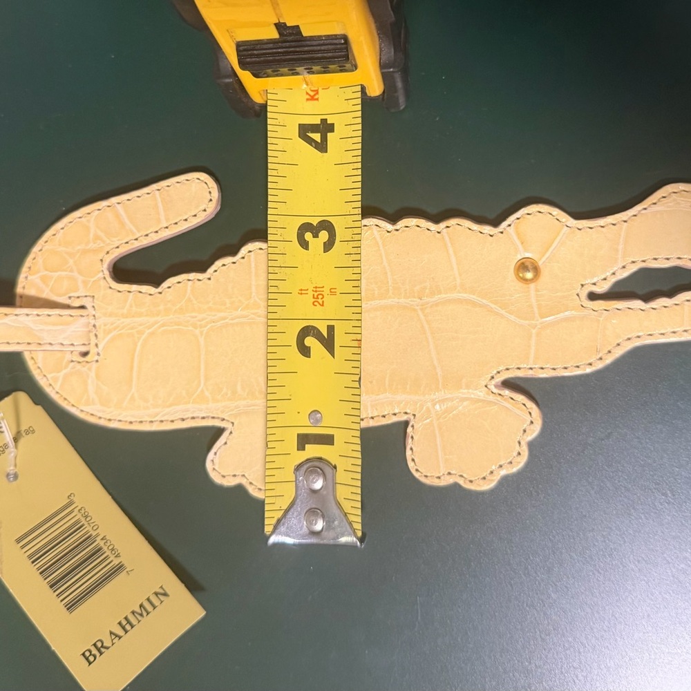 NWT Vintage Brahmin Cream Croc-Embossed Alligator Luggage Tag - Picture 8 of 10
